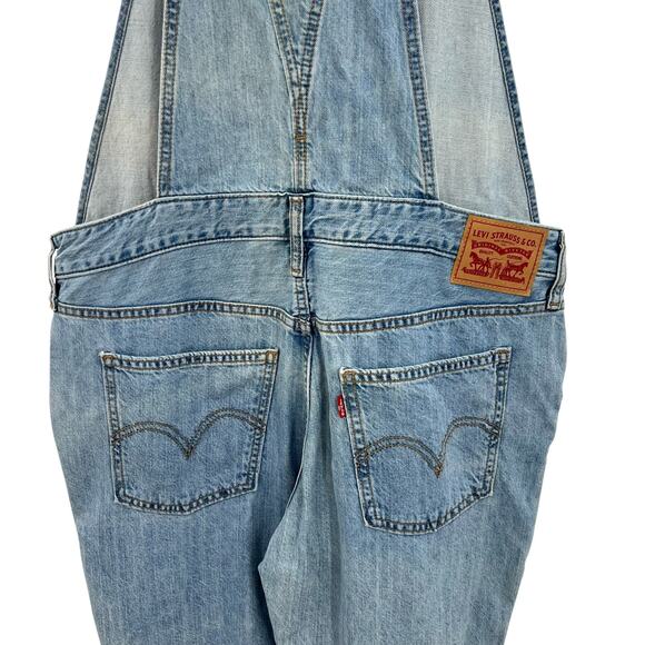 Levi's Original Overalls Jeans Denim Medium Light Wash Blue Size Large - Picture 11 of 16
